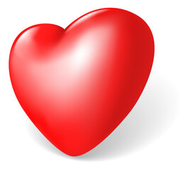Love symbol 3d icon. Red glossy heart
