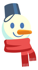 Smiling snowman icon. Winter cold color character