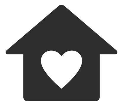 Lovely home symbol. Black house with heart icon