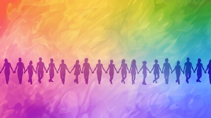 Minimalist LGBTQ+ Banner with Silhouettes and Gradient Rainbow Background for Events and Branding