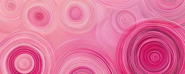 A bright pink background featuring a pattern of concentric circles in varying shades of pink, creating depth and movement.