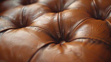 Obraz premium A close-up of a leather sofa cushion, showcasing the softness and luxurious feel of the material.