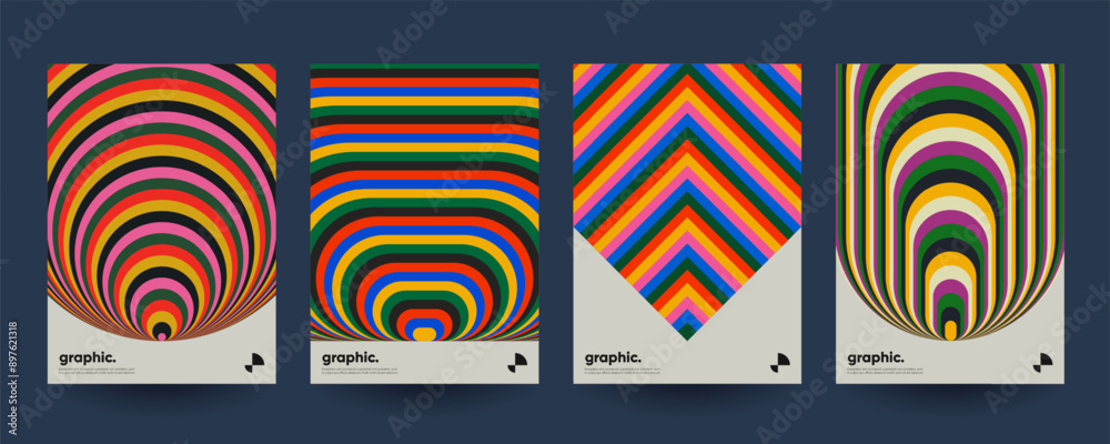 Poster retro geometric covers design. eps10 vector.