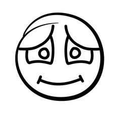 Hand drawn sketch style. Emoji with different emotion mood, happy, sad, smile face. Comic line art vector illustration.
