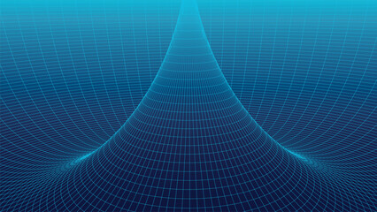 Frame torus with connected lines and dots. 3D texture of a wormhole portal with a mesh structure. Polygonal mesh element. Grid vector illustration. © Tetiana