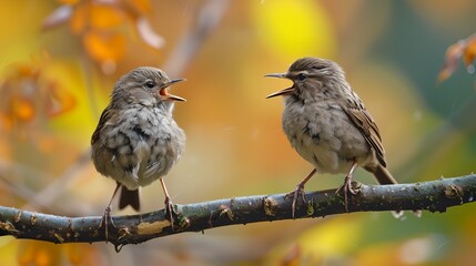 two birds sitting on a branch