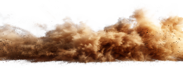 sandstorm sand dust cloud flying small particles isolated in transparent background, PNG