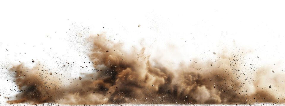 sandstorm sand dust cloud flying small particles isolated in transparent background, PNG