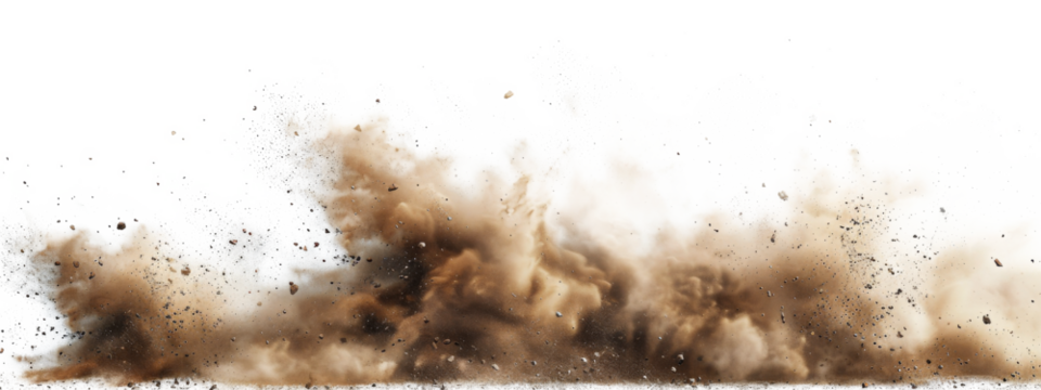 sandstorm sand dust cloud flying small particles isolated in transparent background, PNG