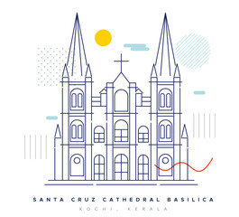 Fototapeta premium Santa Cruz Cathedral Basilica - Kochi Kerala - Stock Illustration