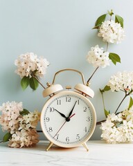 Vintage Alarm Clocks with Minimalist Aesthetic on Pastel Backgrounds