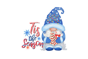 Tis the Season Winter Gnomes Sublimation Design