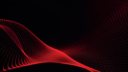 Futuristic point wave of particles. Visualization of sound waves. Technology or science banner. Abstract digital 3D wave. Vector illustration.