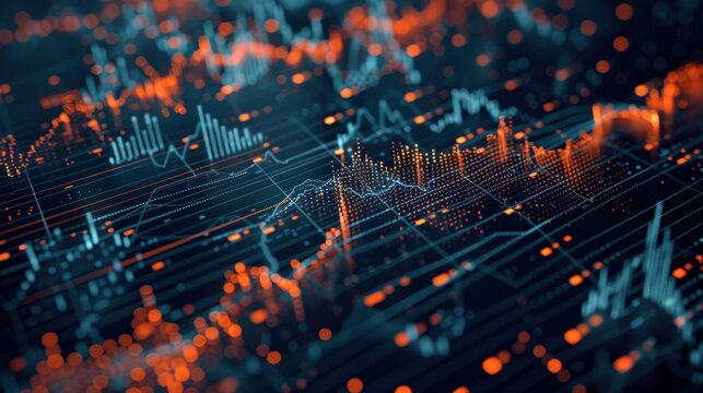 a?'imagine: Scatter plot illustrating a strong positive correlation between stock prices and trading volume, highlighting increased investor interest and activity.