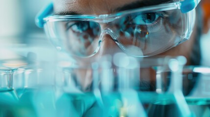 A scientist is fully engaged in working with various laboratory equipment and samples, showcasing a meticulous approach to scientific research and experimentation in a state-of-the-art lab.