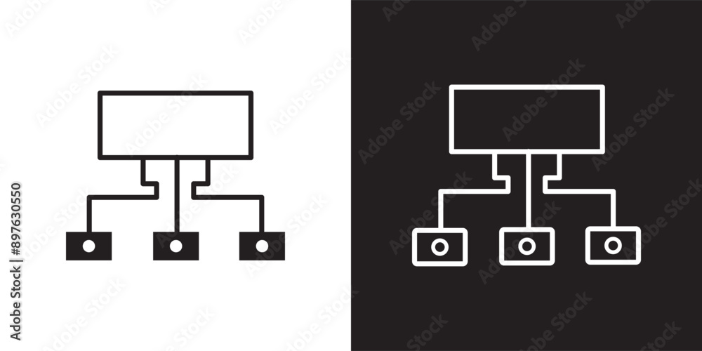 Poster type hierarchy icon. thin linear type hierarchy outline icon from technology collection, type hierar