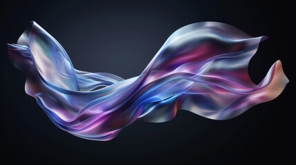 Vibrant holographic fabric with mesmerizing abstract pattern, ideal for fashion and art projects, set against a dark backdrop