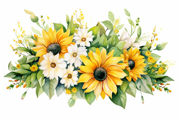 Naklejka premium Ethereal Watercolor Pansy Portraits Watercolor Peacock Feathers Fantasy