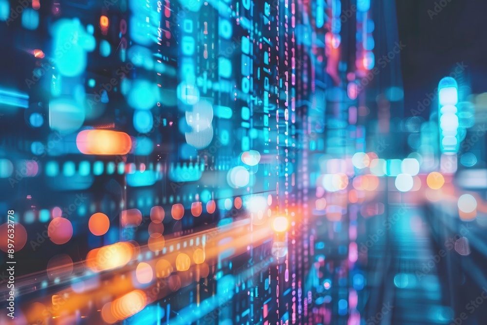 Poster visual representation of data handling against a blurred backdrop