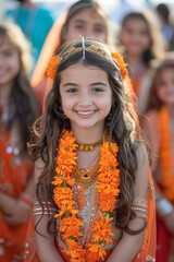 Joyful Girl in Traditional Indian Attire at Cultural Festival