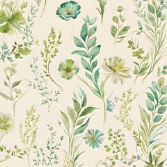 Botanical watercolor wallpaper pattern Generative AI 