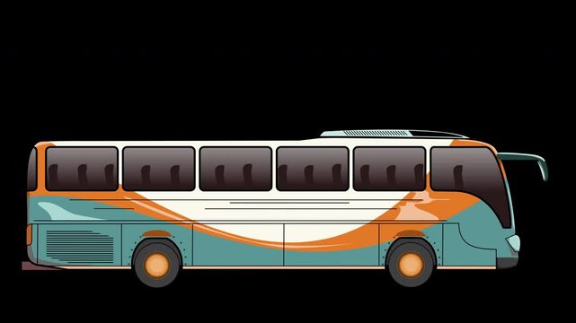 Bus stylis&eacute; roulant 2D vectoriel alpha
