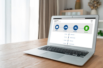 Fototapeta premium Delivery tracking system for e-commerce and modish online business to timely goods transportation and delivery