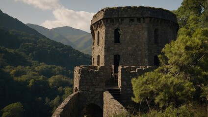 Historic archer tower overlooking the landscape