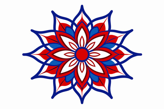 recommend clip art: A red blue detailed line art flower, vector art illustration