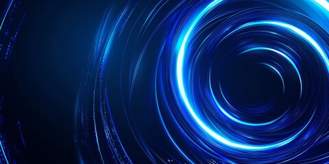 Futuristic abstract design with blue circular waves on dark background, showcasing modern artistic elements