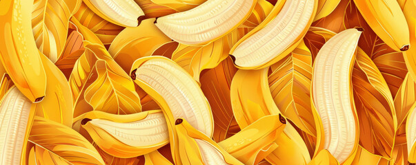 Seamless pattern featuring banana slices for background, offering a cheerful and tropical feel.
