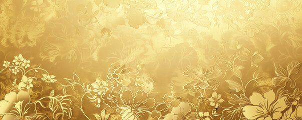 A gold background with intricate floral patterns, adding a touch of elegance and luxury to the design.
