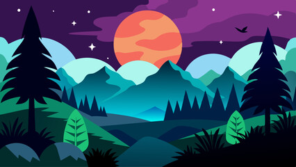 Beautiful nature background, vector art illustration 