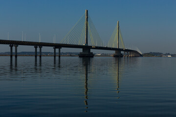 Anita Garibaldi Bridge in Laguna Santa Catarina Brazil. Bridge over the Imarui lagoon, highway 101.