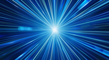 Abstract blue light burst, radial zoom effect. Futuristic sci-fi background concept