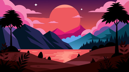 Beautiful nature background, vector art illustration 