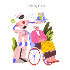 Robot Assistants. Flat Vector Illustration