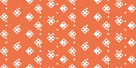 Simple glitch geometric seamless abstract border with playful woven peach color. Bright whimsical gender neutral bold irregular shape textile Cotton effect banner.