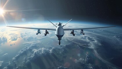 Naklejka premium Unmanned Aerial Vehicle Flying Above Clouds During Daytime