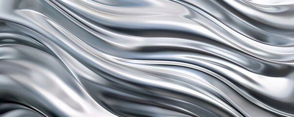 A wavy silver background with smooth, flowing lines that add movement and interest to the design.