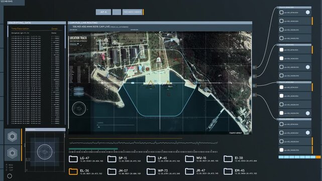 Location track. The new spying system for the secret agents. It searches and locates the most dangerous drug lords of this world. The target was found on the Naval Base in Jianggezhuang, China. UI