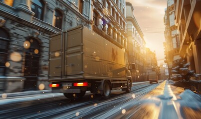 Fototapeta premium Express delivery services ensuring swift shipment of urgent packages, prioritizing speed and reliability for time-sensitive items