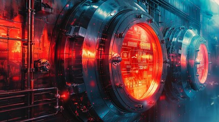 Streamlined and cyber background featuring a secure, encrypted digital vault, symbolizing the critical importance of cybersecurity and data protection in today's digital world Watercolor style, high