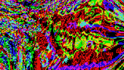 Messy bright abstract background with glitch. Abstract pixelated illustration with acid colors