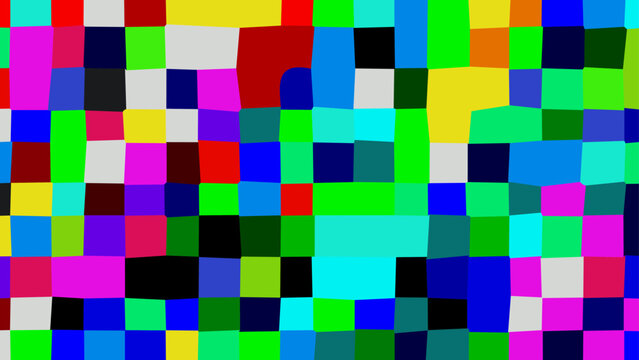 Mosaic with uneven multicolor squares. Vector bright abstract background