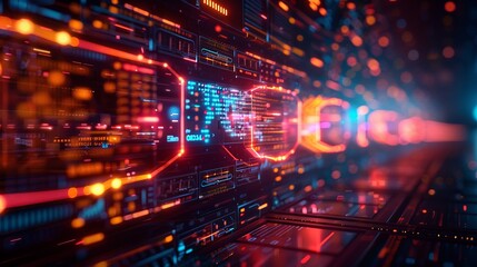 Futuristic minimalist background showcasing a holographic interface with dynamic data streams, representing the innovative, immersive experience of augmented and virtual reality technologies