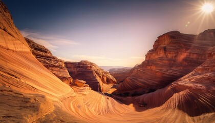Scenic Desert Beauty: Vast Wilderness with Surreal Rock Formations and Canyons. Generative AI.