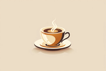 Obraz premium Logo design, a coffee logo, minimalist style in brown colors, the main object is a cup of coffee.