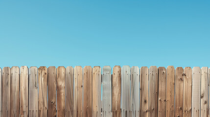 Fototapeta premium Wooden fence against clear blue sky