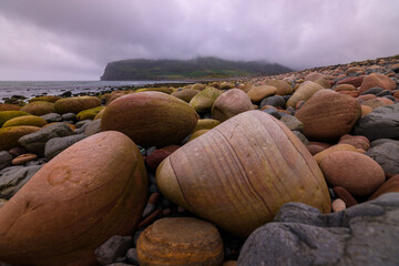  Rackwick beach in Orkney in the fog